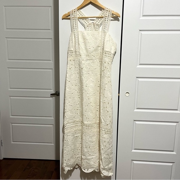 HOST PICK! NWOT J. Crew Collection Embroidered Eyelet Long Dress, Sz 8, Cream - Picture 2 of 10